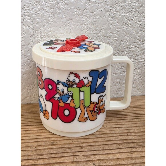 Vintage Walt Disney Mickey Mouse & Friends Plastic Cup w Clock Lid Superseal - Picture 10 of 15